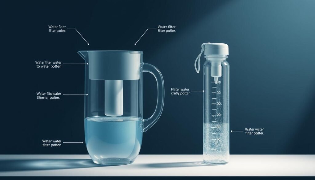 濾水壺與濾水瓶淨水器示意圖