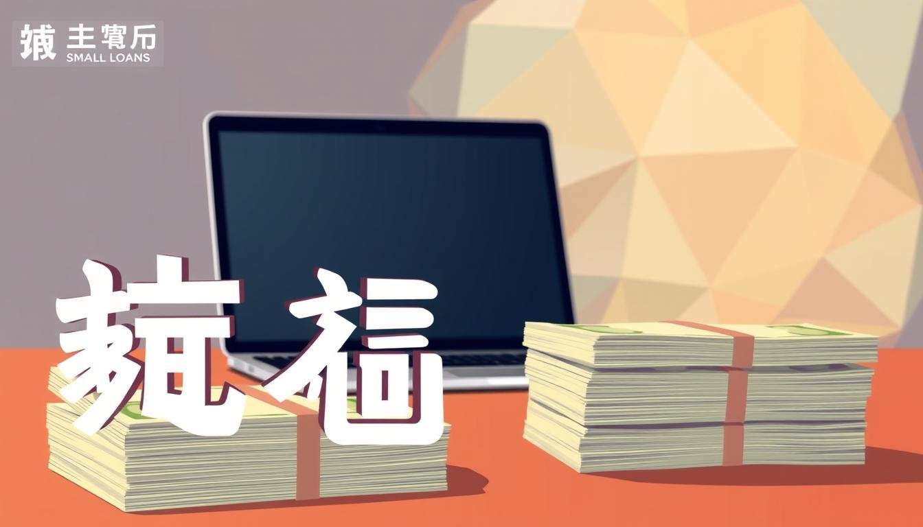 A vibrant, detailed illustration of "小額信貸" reflecting the subject and section title. A modern, minimalist design with clean lines and a warm, inviting color palette. In the foreground, a stack of crisp, neatly organized cash bills, symbolizing the financial aspect. In the middle ground, a sleek, modern laptop or tablet, representing the digital nature of small loans. In the background, a serene, abstract pattern of overlapping geometric shapes, suggesting the stability and security of the financial system. Soft, diffused lighting creates a sense of balance and harmony. The overall composition conveys the pros and cons of small loans, leaving the viewer to contemplate whether it suits their financial situation.